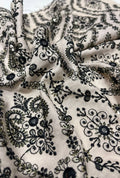 Exquisite Paisley Embroidered Polyester Linen Jalabeya Fabric