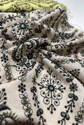 Exquisite Paisley Embroidered Polyester Linen Jalabeya Fabric