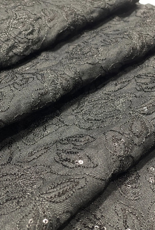 Exquisite Tonal Floral Embroidered Linen Luxury Manteau Cloth