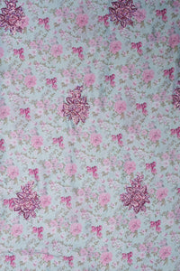 Pink Flower Spangle Embroidery Work Fabric