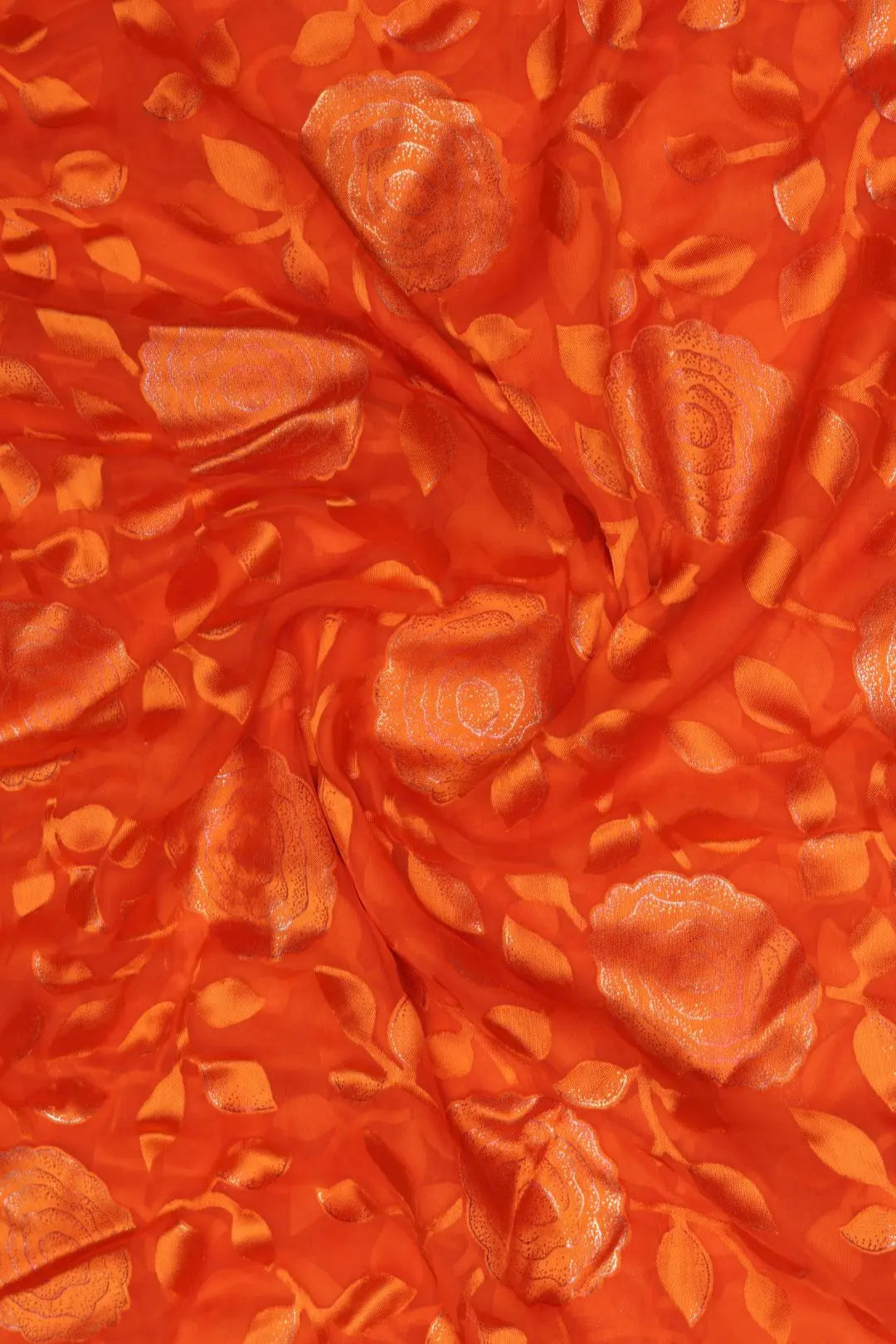 Floral Foil Work Brasso Fabric
