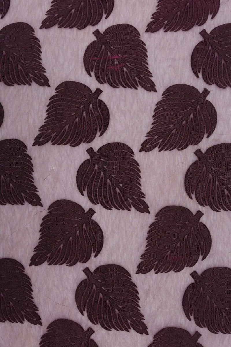 Leaf Motif Foil-Printed Brasso Fabric