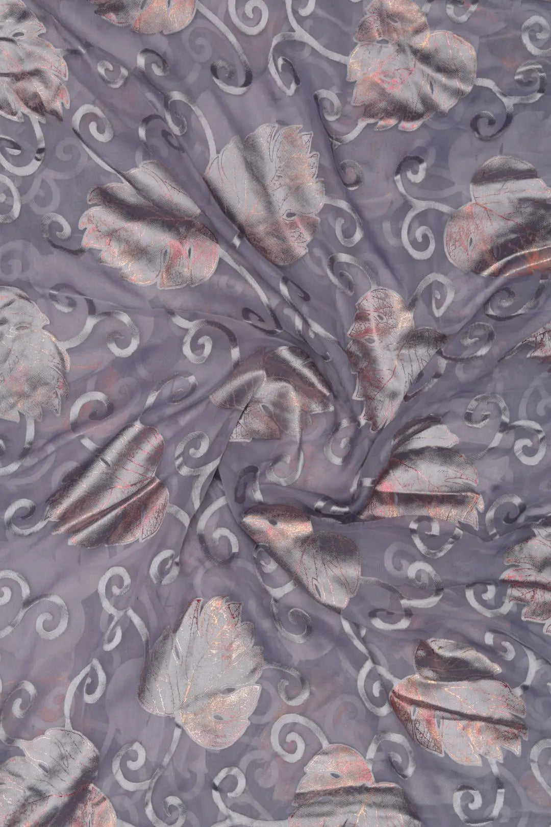 Artistic Brasso Fabric with Unique Foil Design