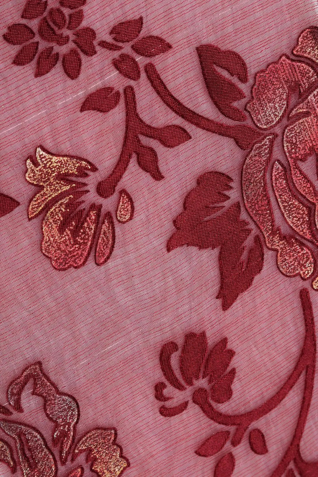 Elegant Brasso Fabric with Intricate Foil Pattern Design