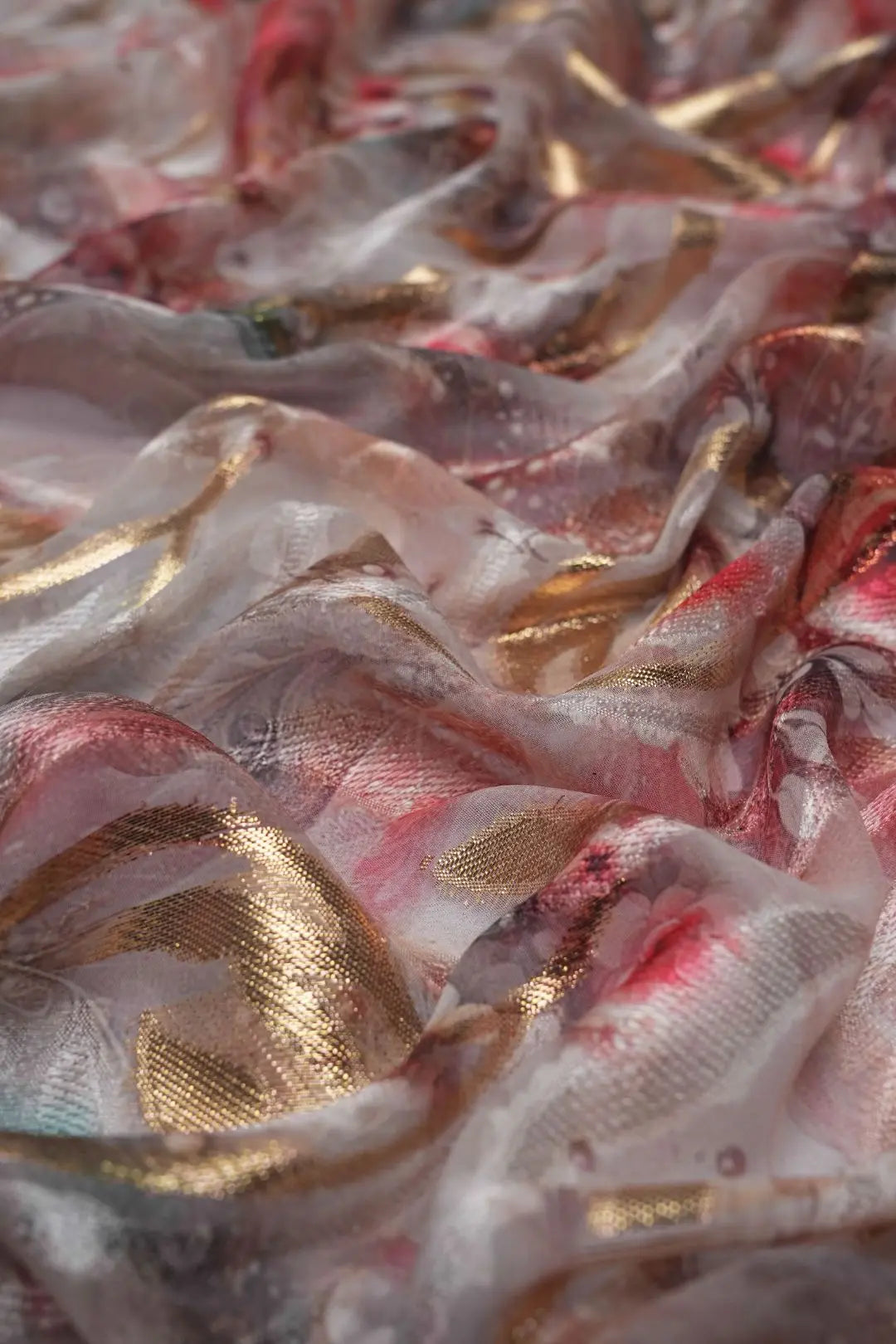 Smooth, rich texture with a lustrous foil finish fabric