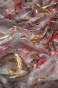 Smooth, rich texture with a lustrous foil finish fabric