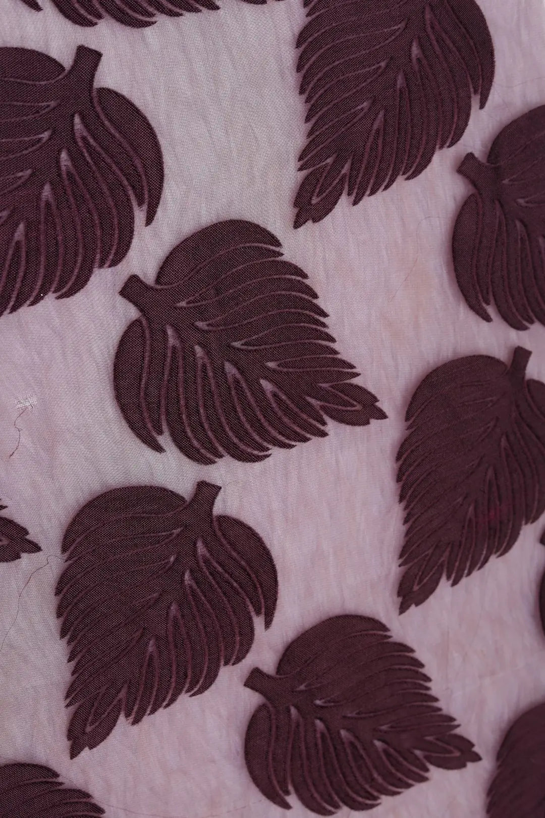 Leaf Motif Foil-Printed Brasso Fabric