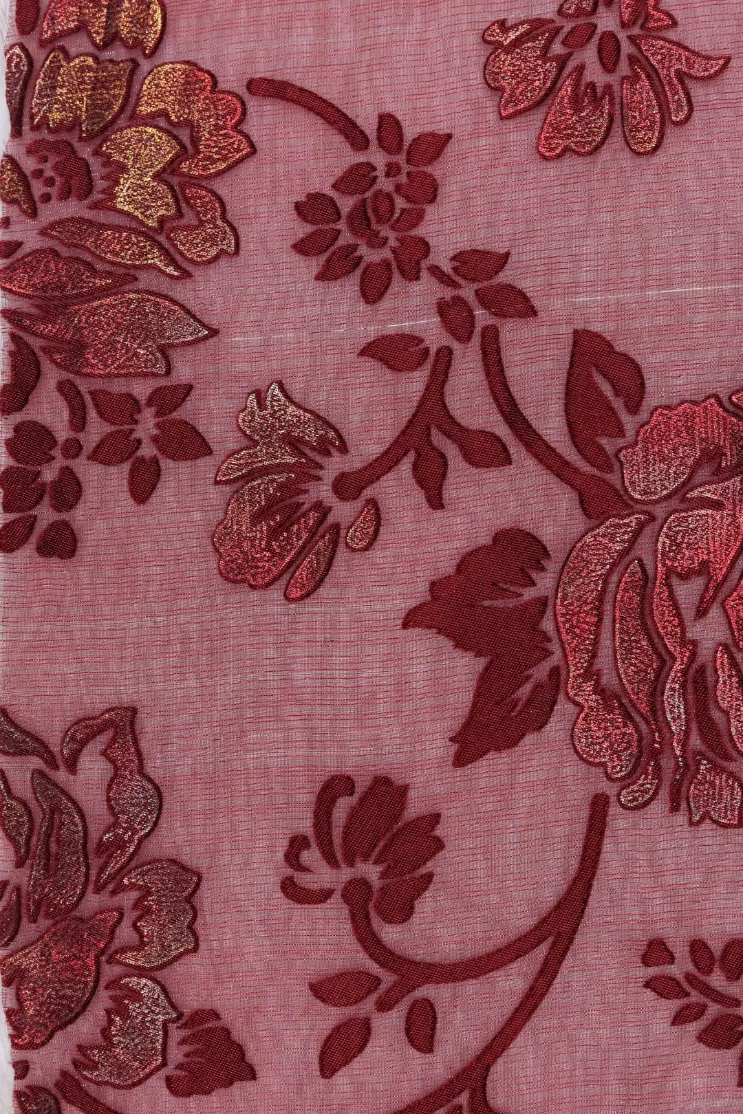 Elegant Brasso Fabric with Intricate Foil Pattern Design