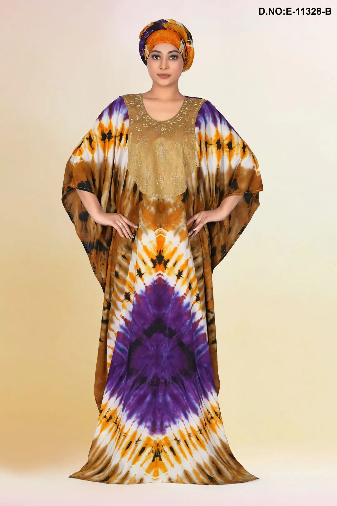 Casual Wear Printed Tie Die Rayon Kaftan