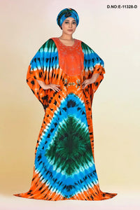 Casual Wear Printed Tie Die Rayon Kaftan