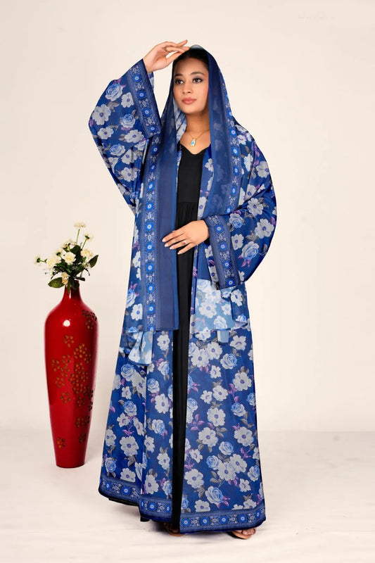 Floral Chiffon Shrug Full Length Open Front Women Modest Wear