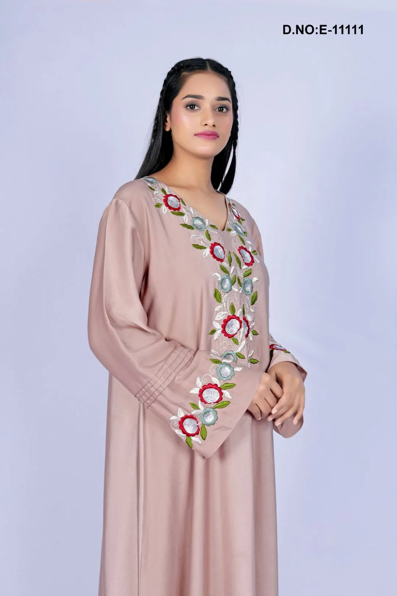 Floral Embroidered Reyon Abaya For Women
