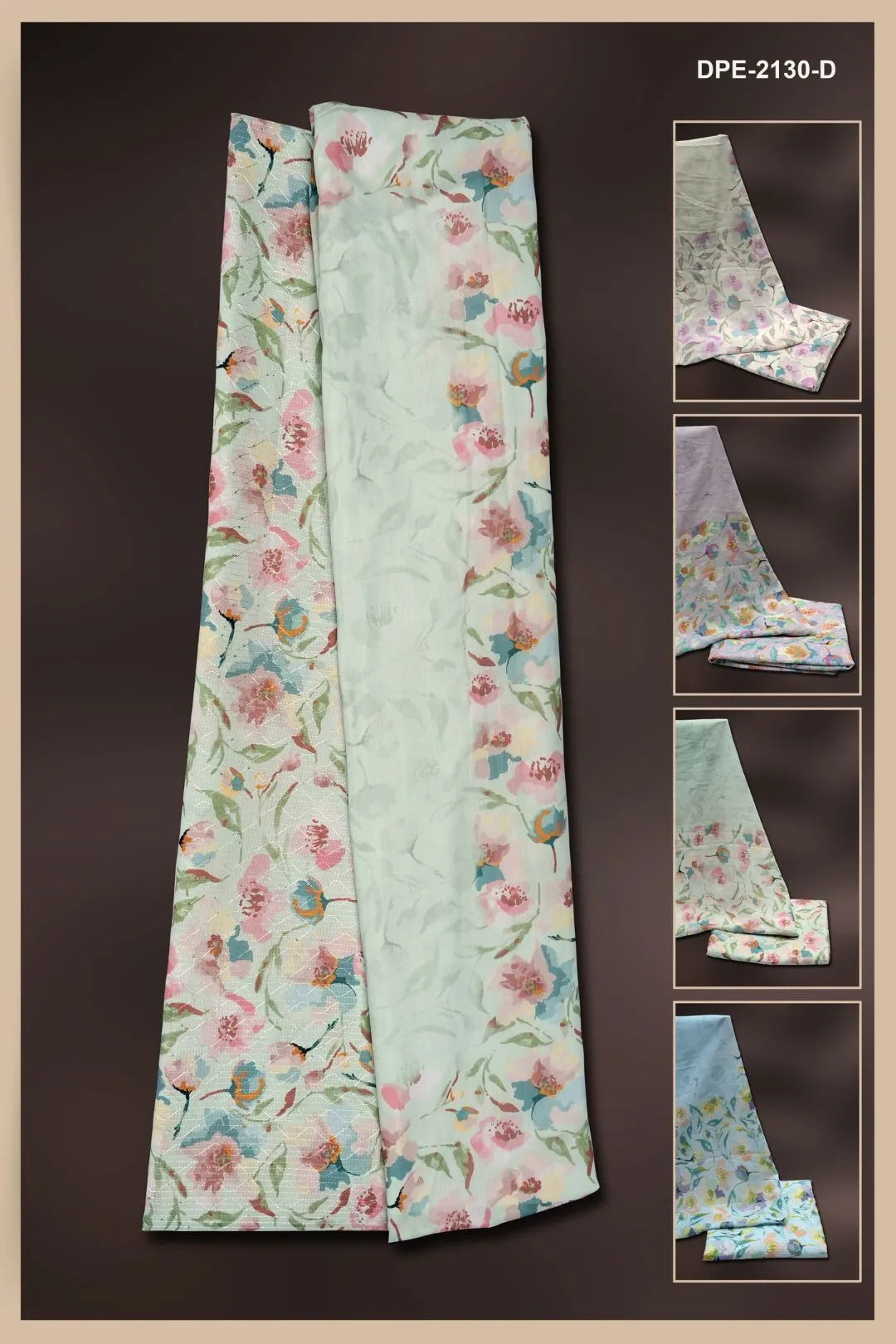 Flower Print Daily Wear Unstitched Fabric-D