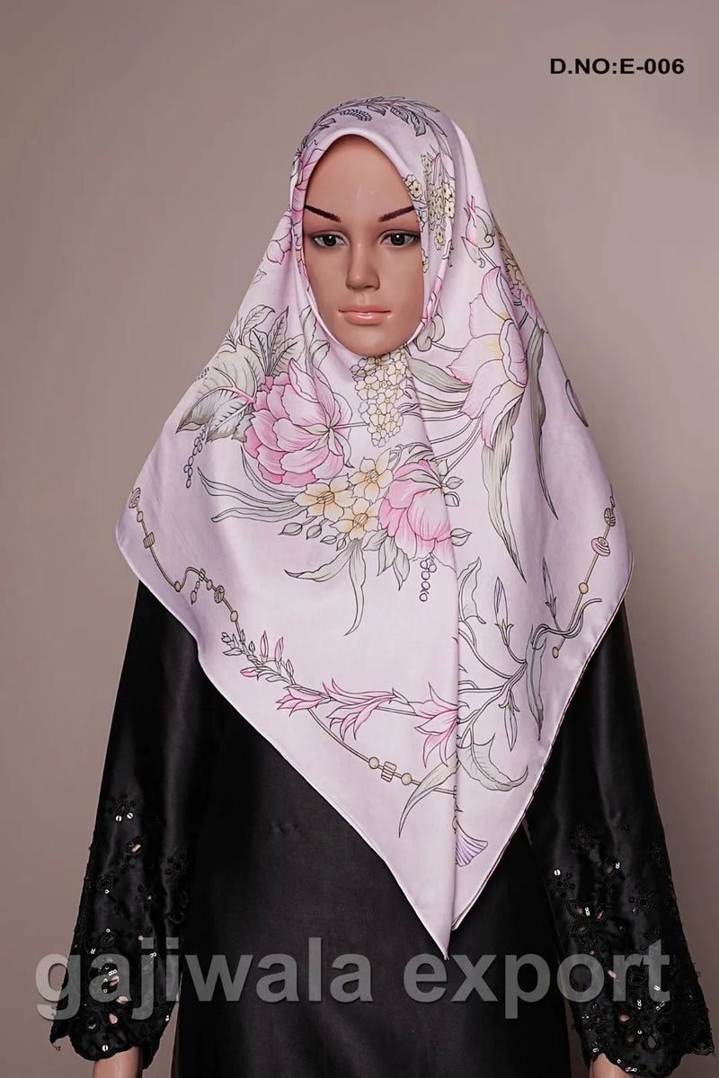 Flower Print Silk Scarf for Female