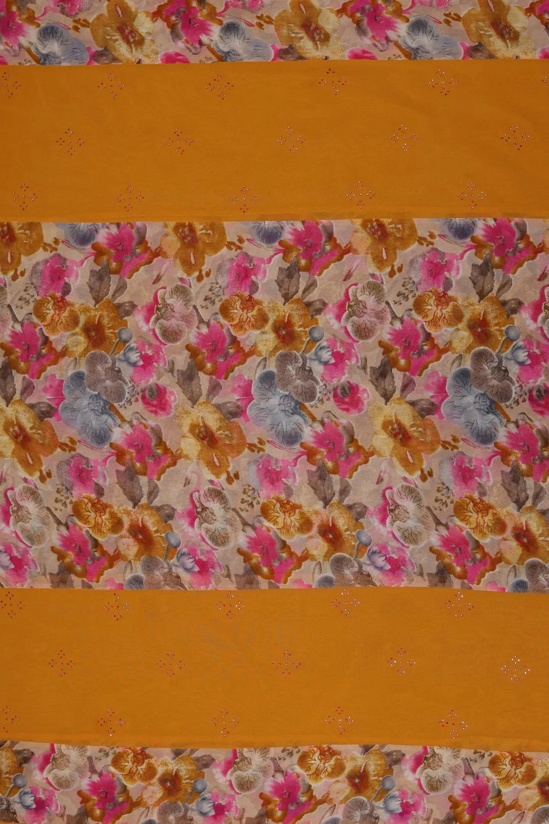 Yellow Flower Printed Stole For Abaya