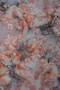 Flower structured garments like dress, skirts, and lehengas fabric