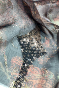 Geometric Sequence Detailed Mottled NC Satin Foil Fabric