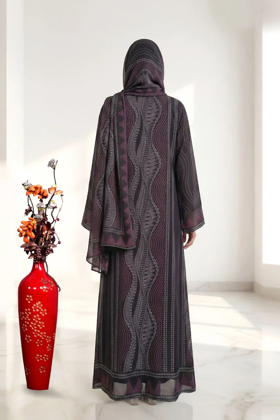 Geometric Weightless Flow Shrug Contemporary Modest Abaya Layer