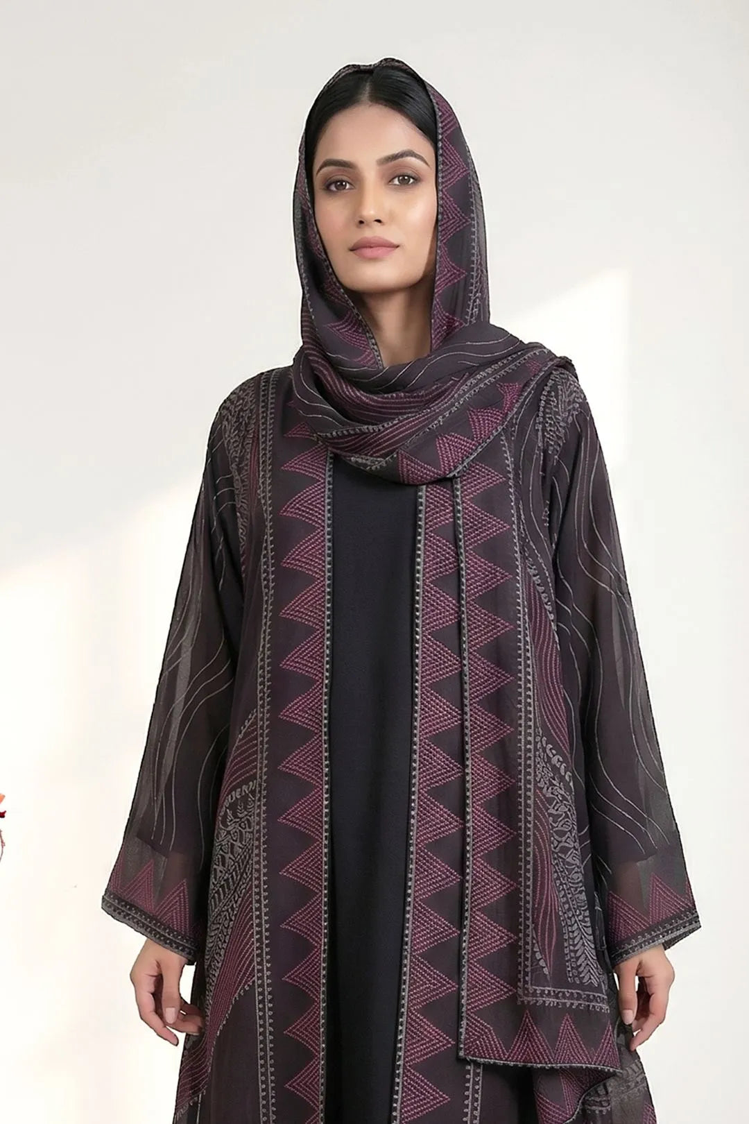 Geometric Weightless Flow Shrug Contemporary Modest Abaya Layer