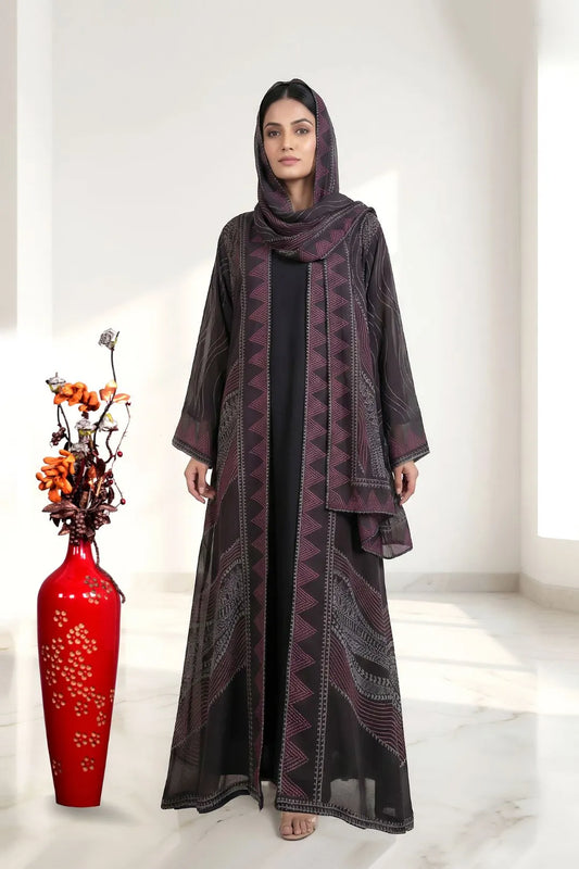 Geometric Weightless Flow Shrug Contemporary Modest Abaya Layer