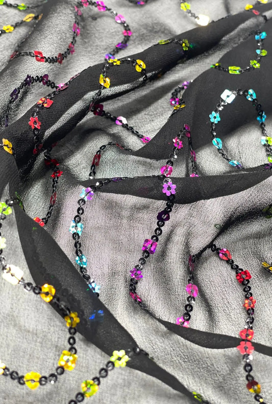 Glorious Georgette Fabric With Multi Sequence Embroidery Work