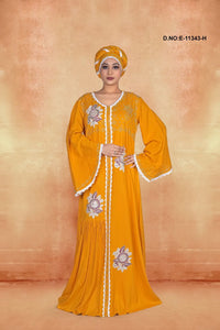 Gold Abaya Dubai Women Elegant Party Wear Kaftan