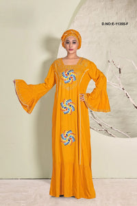 Gold Gorgeous Embroidered Readymade Kaftan