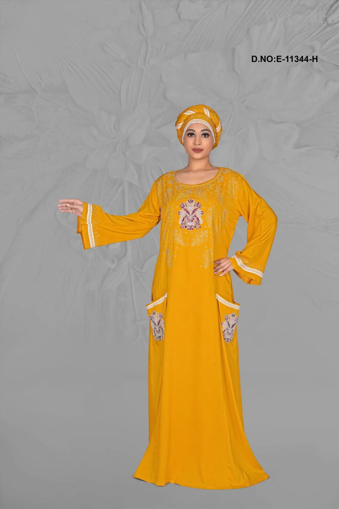 Gold Hand Embroidered Gorgeous Kaftan in Light Weight