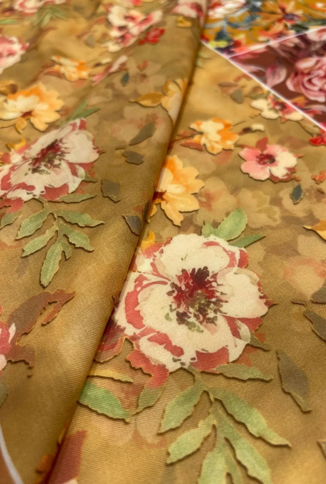 Gorgeous Autumnal Floral Printed London Cotton Kaftan Fabric