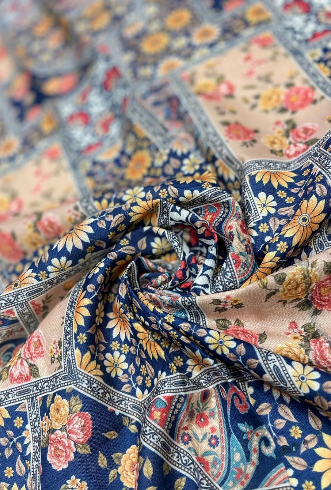 Gorgeous Floral Digital Print Linen Premium Abaya Fabrication