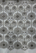 Gorgeous Floral Embroidered Polyester Linen Jalabeya Fabric