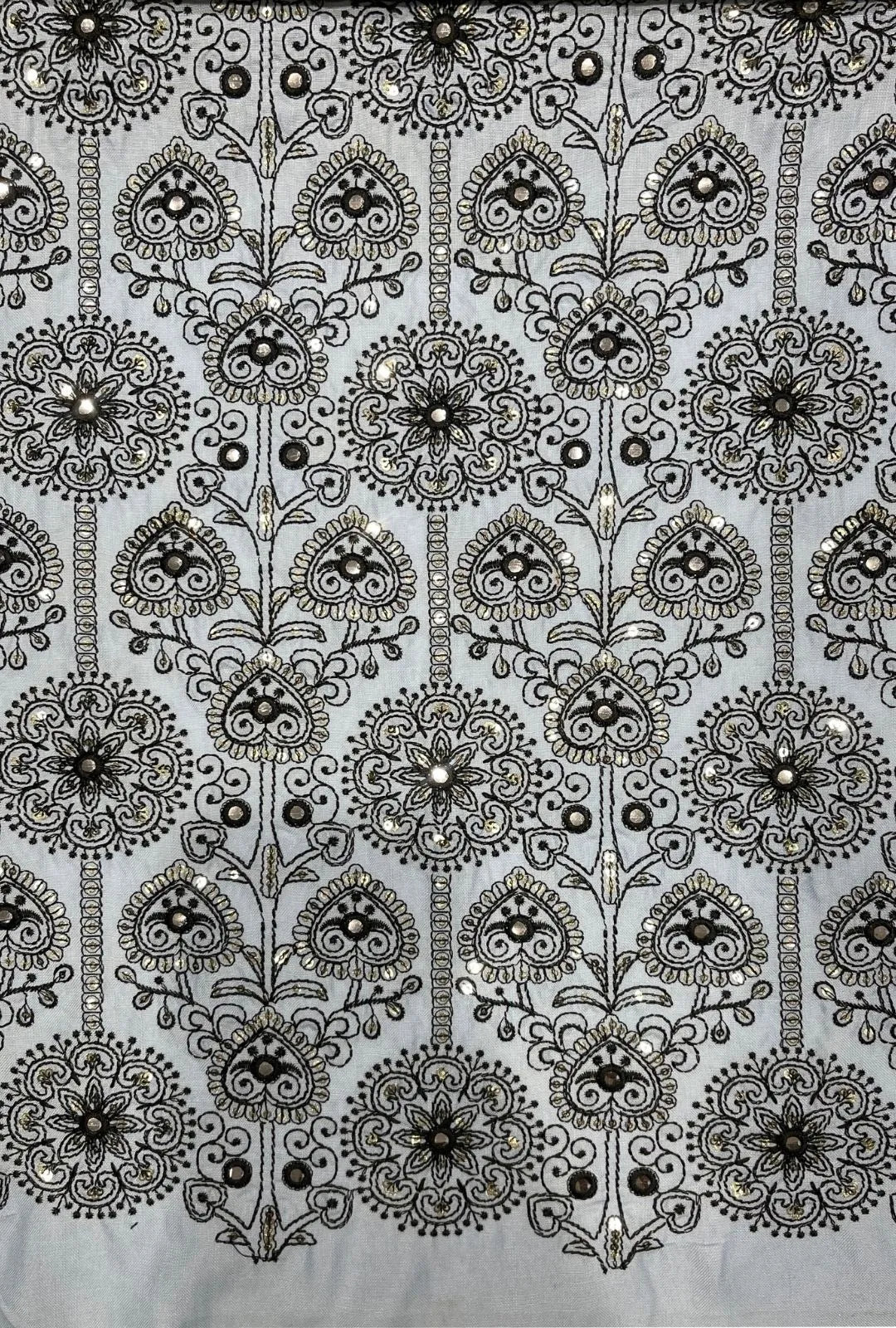 Gorgeous Floral Embroidered Polyester Linen Jalabeya Fabric