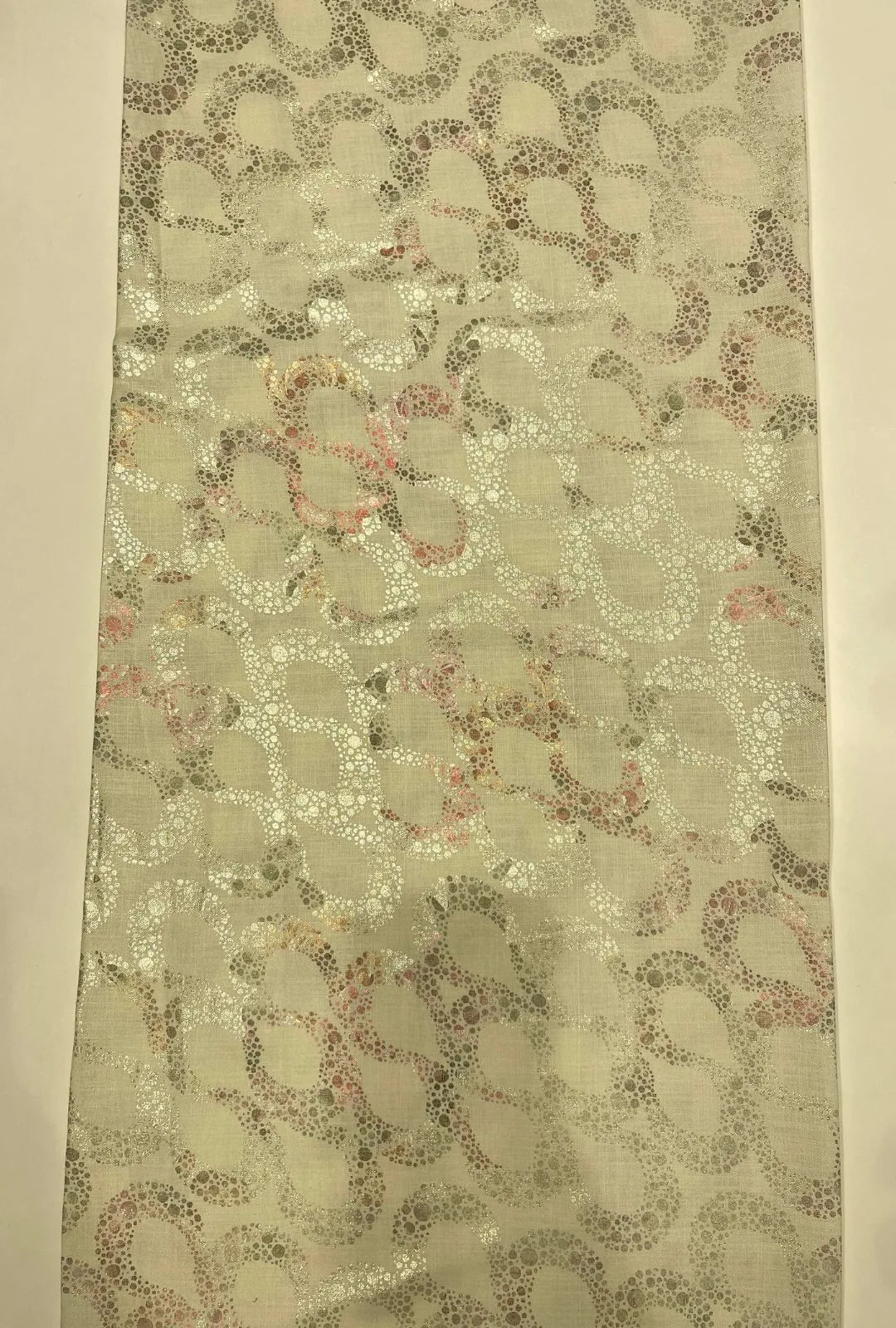 Gorgeous Linen Dyed With Multi Foil Circular Shimmer Fabric