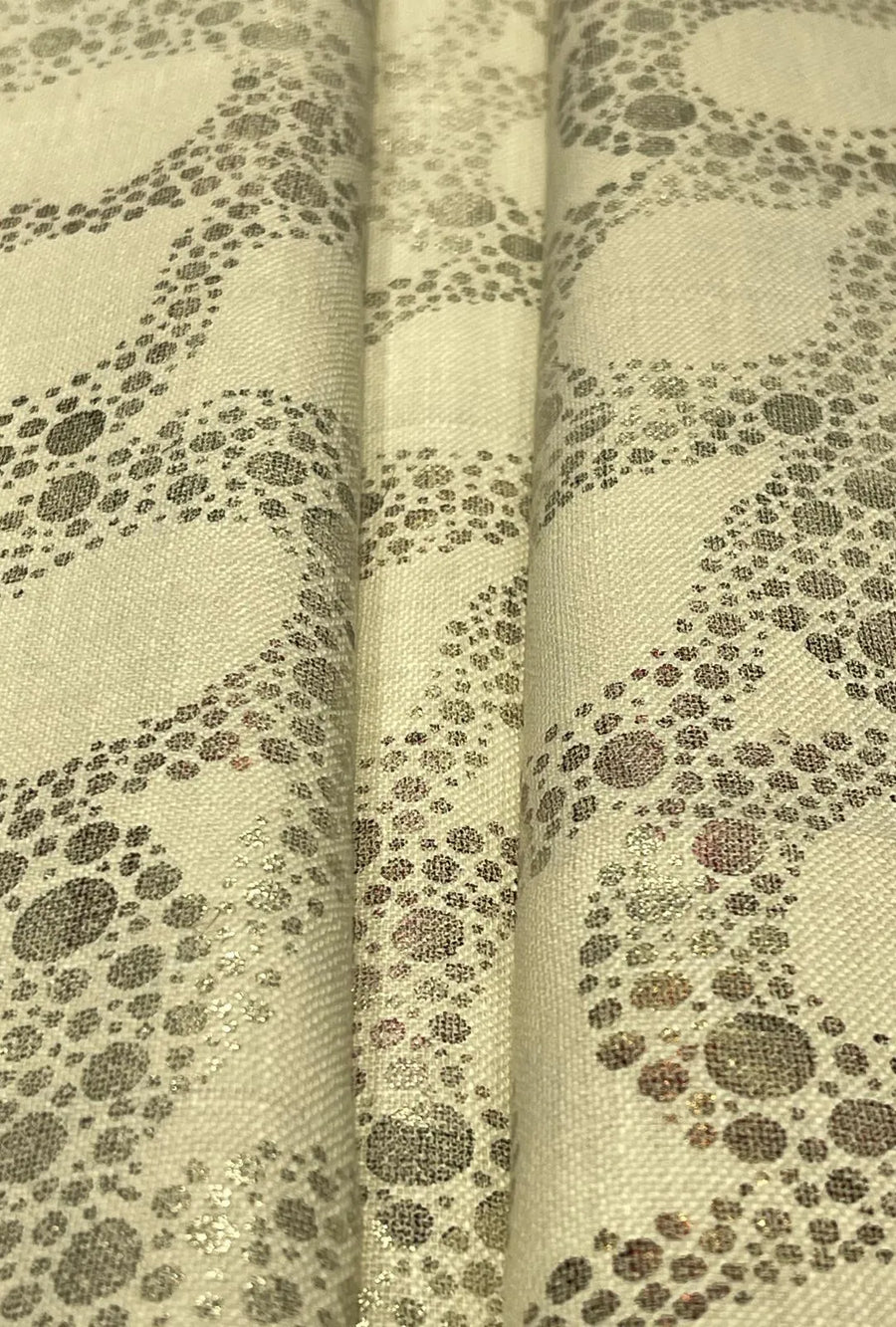 Gorgeous Linen Dyed With Multi Foil Circular Shimmer Fabric