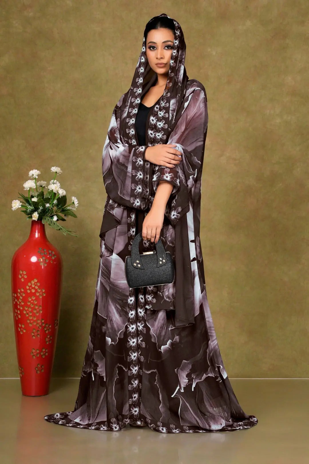 Graceful Floral Printed Shrug with Elegant Drape GAJIWALA EXPORT