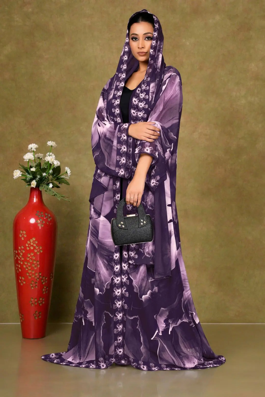 Graceful Floral Printed Shrug with Elegant Drape GAJIWALA EXPORT