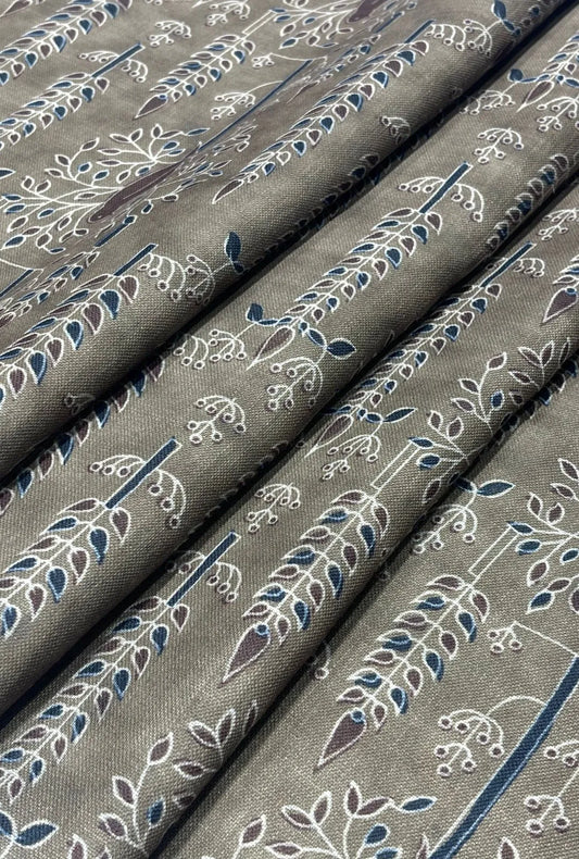 Graceful Illustrative Linen With Digital Print Fabric Yardage