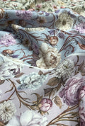 Graceful Vintage Blossoms Chiku Linen Deluxe Fabric Yardage
