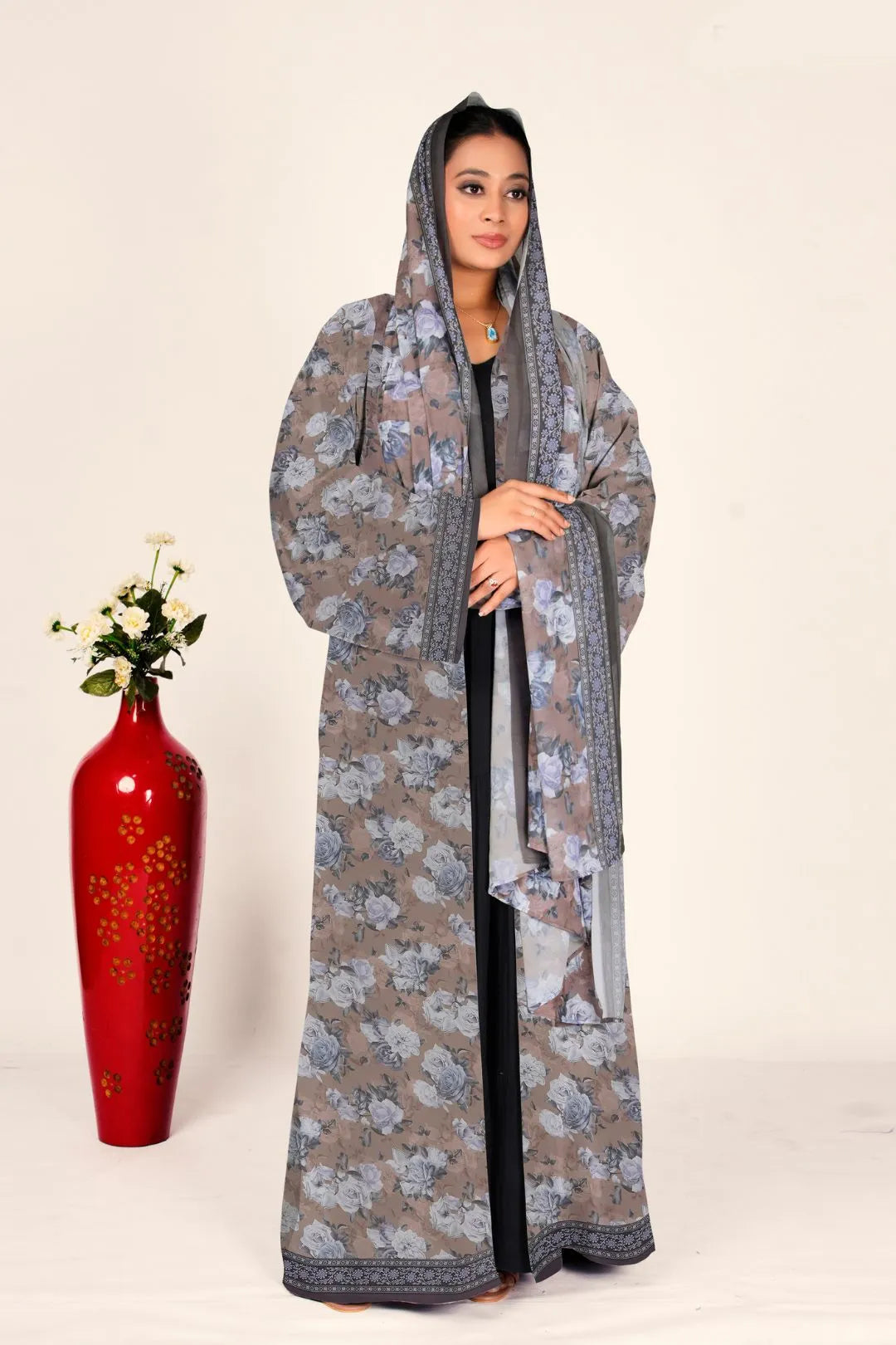 Chiffon Long Floral Shrug Women Open Front Full Length Modest Wear