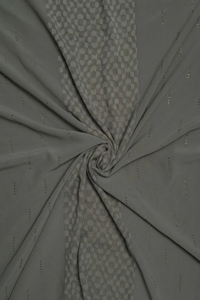 Gray Designer Stole For Abaya