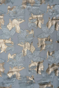 Gray Holds shape well with a defined metallic print fabric