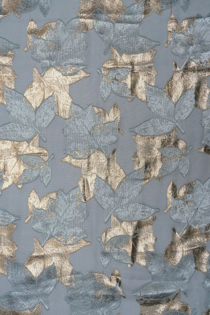 Gray Holds shape well with a defined metallic print fabric