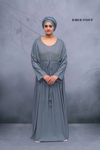 Gray Luxury Tradition Diamond Work Kaftan Dress Designs