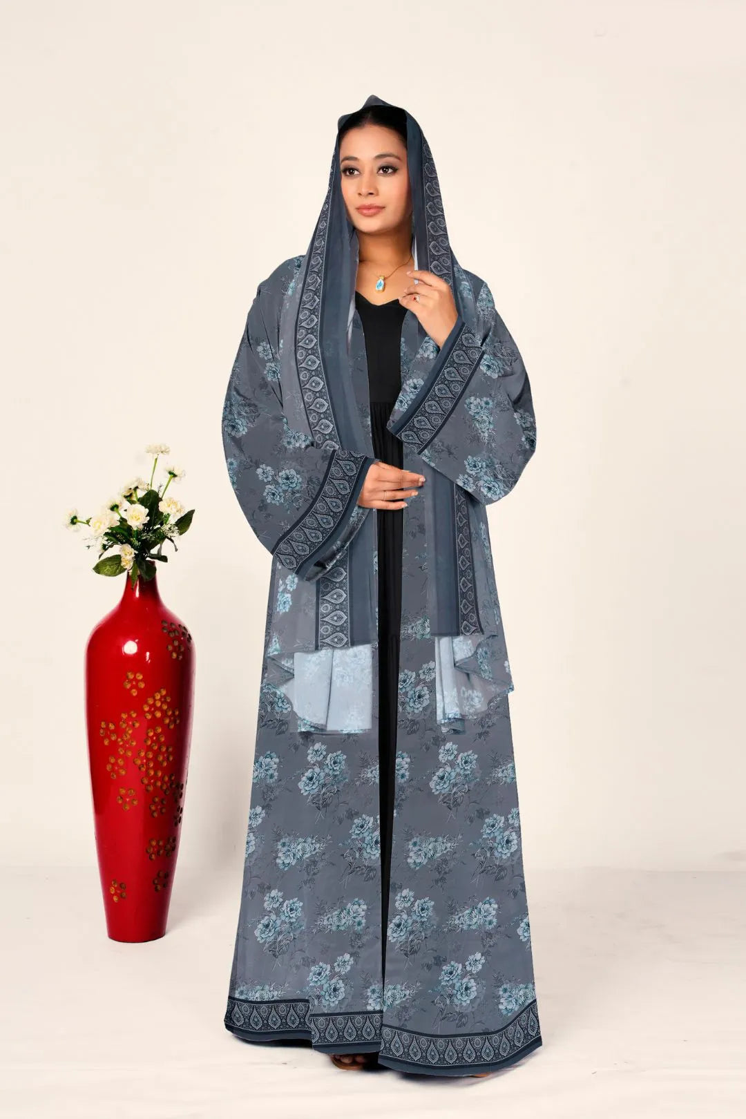 Vintage Floral Chiffon Layered Shrug Modest Open Style Wear
