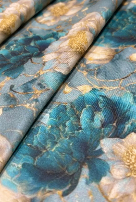 High-End Snow Cotton Fabric with Premium Digital Artwork