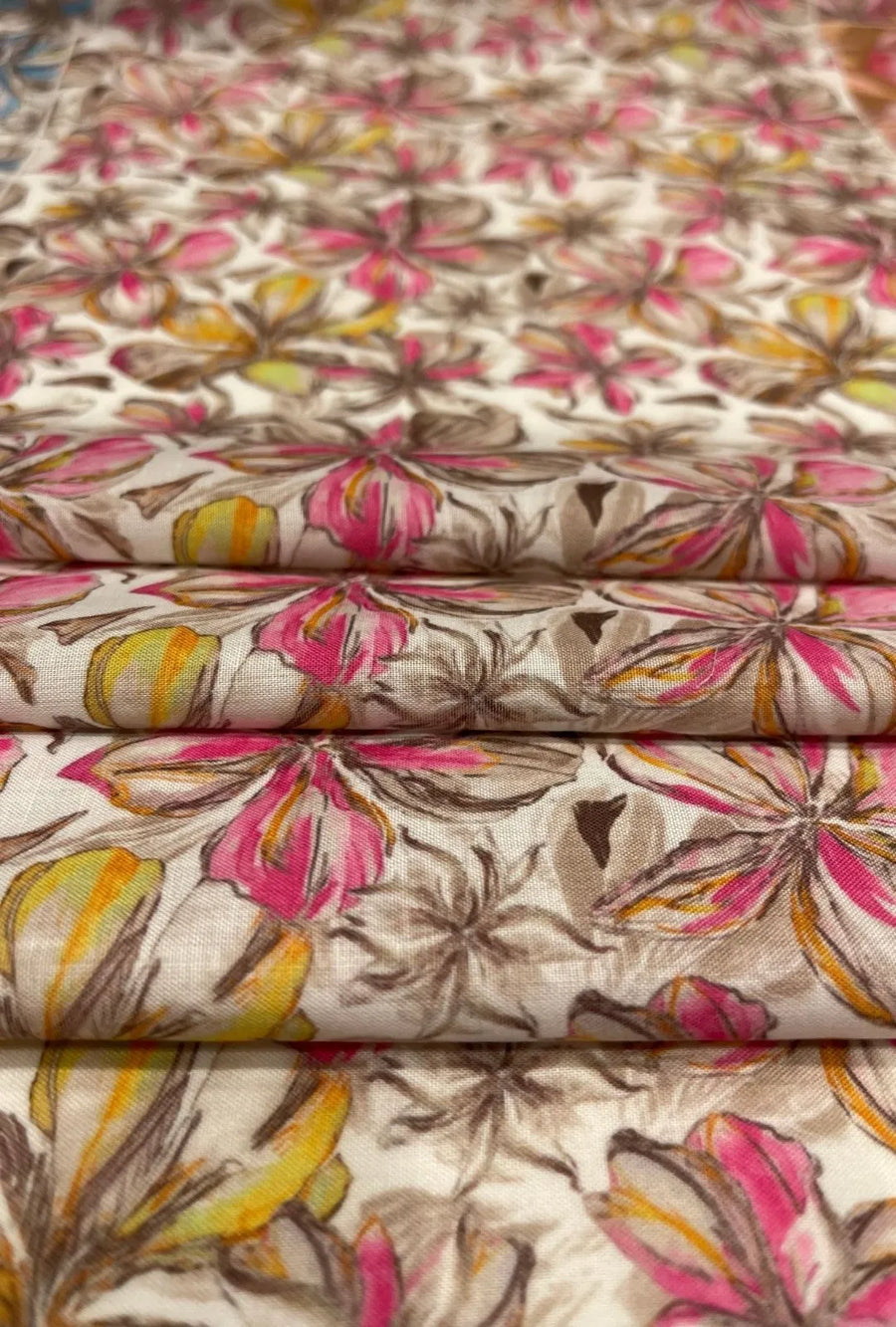 Illustrative Linear Blossom Printed London Cotton Gown Fabric