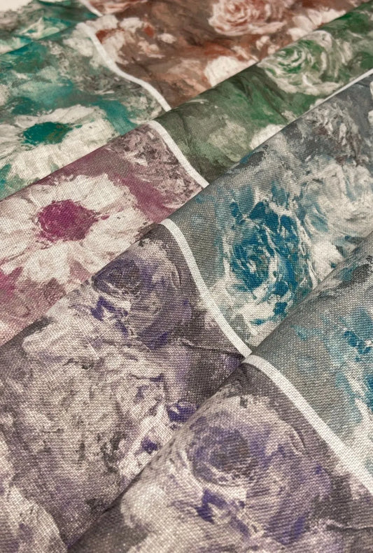 Impressionist Painterly Floral Linen Premium Couture Yardage