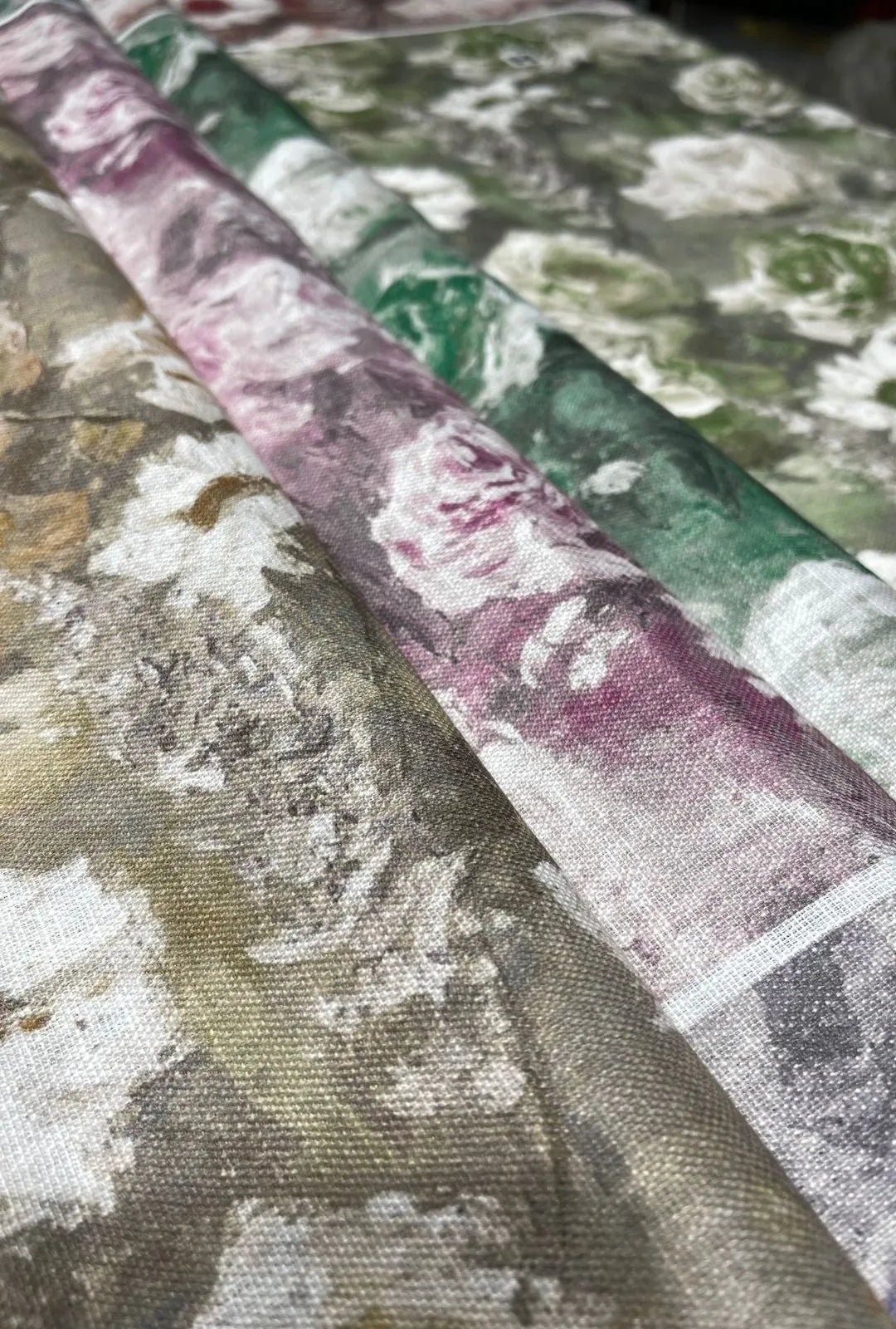 Impressionist Painterly Floral Linen Premium Couture Yardage