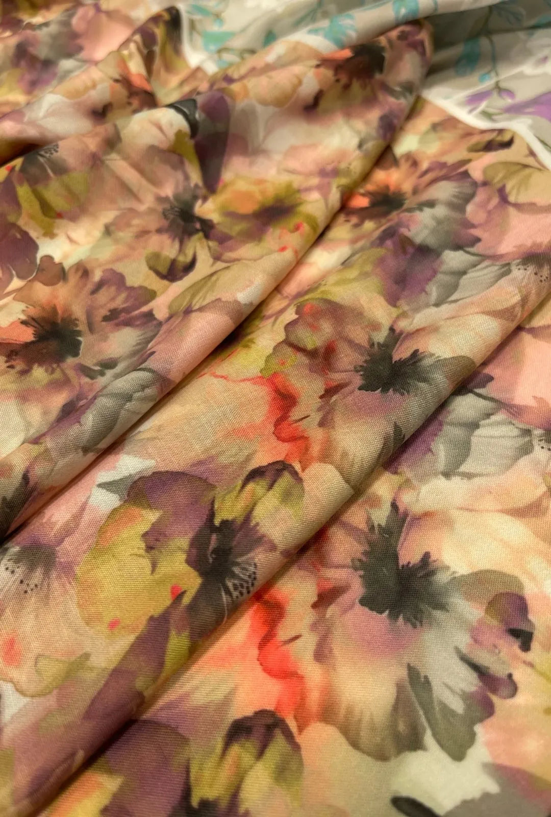 Impressionistic Floral Printed London Cotton Maxi Dress Fabric