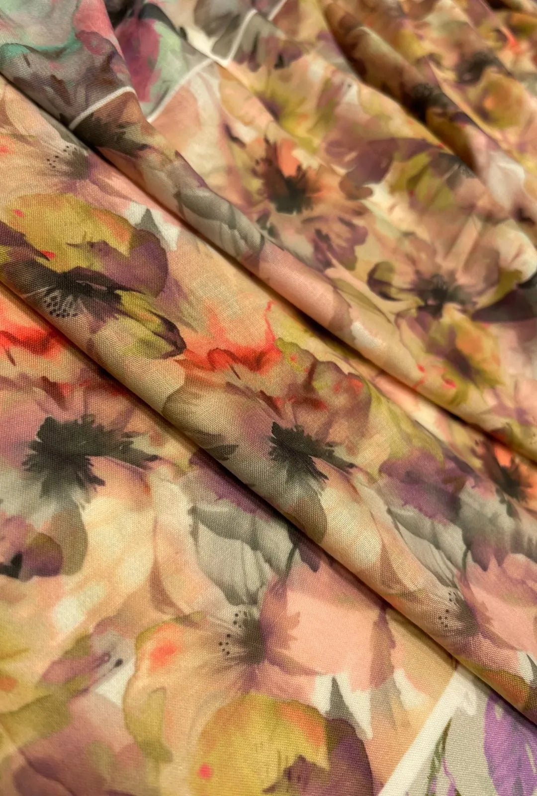 Impressionistic Floral Printed London Cotton Maxi Dress Fabric